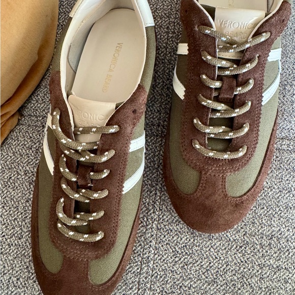 Veronica Beard Riviera Suede Espresso and Olive Sneakers - Picture 5 of 10